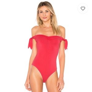 Revolve off the shoulder tie sleeve bodysuit